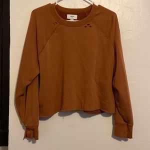 Medium aerie crop distressed sweater dark peach / brick color